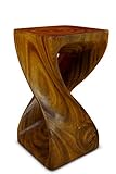 Kinaree Suar Massivholz Beistelltisch Twist – 50 cm Höhe, Farbe Braun – Handgefertigter Holz Beistelltisch aus massivem Suar Holz – Asiatische Möbel mit modernem Design