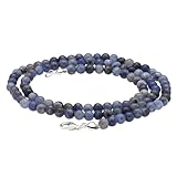 Lebensquelle Plus Edelstein Kugelkette + 925 Silber Verschluss | Ø 4mm Kugeln Karabinerverschluss 45cm lang | Hochwertige Kette (Sodalith)