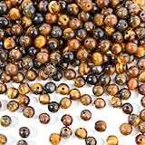 EUES 6mm Tigerauge Perlen, 130 Stück Tigerauge Stein Perlen, Naturstein Tigerperlen zum DIY Armband Schmuckherstellung, Partys, Feiertage