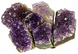 Amethyst Kristalle 6 Stück | 100% reine und natürliche Drusenstücke aus Uruguay & Brasilien | Als Geschenk, Give-away, Dekoration, Heilstein zum Reinigen und Aufladen