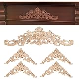 Winter Shore Holzornamente für Möbel [5er-Pack] - Elegante Geschnitzte Zierleisten Holz für DIY-Deko, Ornament Holz für Schrank, Bettrahmen, Türrahmen, Kommode - 2 Größen: 40 x 11 cm & 15 x 15 cm