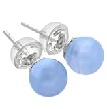 Blauer Chalcedon Ohrstecker | Edelstein Ohrringe | Kugel/Perle 6 mm Durchmesser | 925er Silber