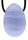 Lebensquelle Plus Blauer Chalcedon Tropfenanhänger | Gebohrter Trommelstein Anhänger mit Baumwollband | Hochwertiger Edelsteinanhänger