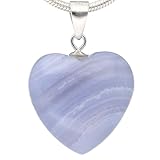 Lebensquelle Plus Herzanhänger Blauer Chalcedon | Edelstein Anhänger | Herz mit Öse (M)