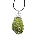 PEPENE Halskette aus Moldavit, grüner natürlicher unregelmäßiger Energiestein, Halskette mit Kristall-Anhänger, Schmuck für Damen und Herren