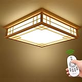 Japanische Deckenleuchte Tatami Lampe Holz LED Schlafzimmer Wohnzimmer Lampe Massivholz Deckenlampe Lampen Licht Deckenleuchten Lamp Protokolle Deckenlampen Umweltfreundliche Beleuchtung Dimmbare