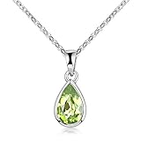 MATERIA Kettenanhänger Tropfen oval - 925 Silber Edelsteinkette Peridot grün KA-274-G_K97-40 cm