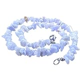 Lebensquelle Plus Blauer Chalcedon Splitterkette | 45 cm lang | Hochwertige Edelstein Kette mit Verschluss