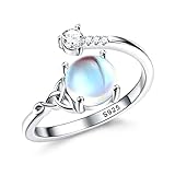 MILACOLATO Ring Silber 925 Damen Mondstein Ring Verstellbar Mondstein Ringe Silber Vintage Ringe Frauen Keltisches Dreieck Zirkonia Ring Oval Rund Herz Edelstein Ring Schmuck Für Sie Mit Geschenkbox