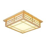 NaMaSyo Japanische Deckenleuchte Holz Tatami Lampe LED dimmbare Deckenleuchte Wohnzimmer, Schlafzimmer Pendelleuchte (5308)