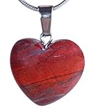Lebensquelle Plus Herzanhänger Roter Jaspis | Edelstein Anhänger 2x2 cm | Herz mit Öse