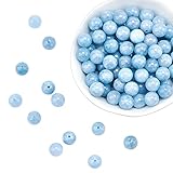 arricraft 2 Stränge Ca. 90 STK. Natürliche Chalcedon Perlen Stränge, 8mm Runde Perlen Runde Edelsteinperlen Blauer Stein Spacer Perlen Für Die Herstellung von Schmuckhalsketten, Bohrung: 1 mm
