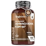 Ashwagandha KSM-66-1500mg Ashwagandha pro Tag - Hochdosiert - 6 Monate Vorrat mit 180 vegane Tabletten - Alternative zu Kapseln & Pulver - Withania Somnifera von WeightWorld