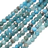 NBEADS ca. 525 Stränge 2 mm Apatit Perlen, Runde Facettierte Perlen Natürliche Lose Edelsteinperlen für DIY-Armbänder, Halsketten Schmuckherstellung, Loch: 0.5 mm