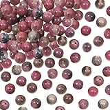 TOAOB 100 Stück 8mm Natürliche Rhodonit Edelstein Perlen Runde Lose Perlen mit Loch zum Schmuck Basteln Auffädeln DIY Armband Halsketten Schmuckherstellung