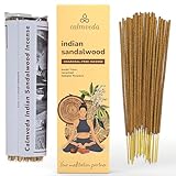 Indien Sandelholz Räucherstäbchen Bio qualität - (80 weihrauch stäbchen) Holzkohlefreies Räucherwerk aus Upcycled-Blumen |weihrauch zum räuchern, Sandalwood süß-holziger Meditations-Räucherstäbchen