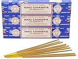 Nag Champa Räucherstäbchen, Weihrauch, 15 g – Original aus Indien, 3 boites
