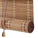 Retro Bambusrollo Blickdicht,60% Verdunkelungsrollo Bambus Jalousine Raffrollo,Natur Holzrollos,Sonnenschutz und Sichtschutz Rollo Seitenzugrollo Für Fenster und Türen,Anpassbar (80x120cm/32x47in)