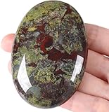 QINJIEJIE Groß Drachenblutstein 2.4' Ovale Kristall Natürliche Kristalle Edelsteine Sorgensteine Handschmeichler Stein Polierte Steine Reiki Steine für Angst zu Lindern Yoga Meditation Deko 1PC